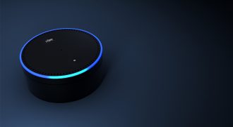Amazon Echo on dark background