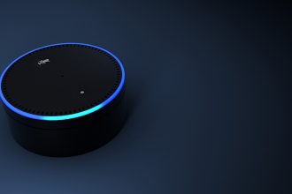 Amazon Echo on dark background
